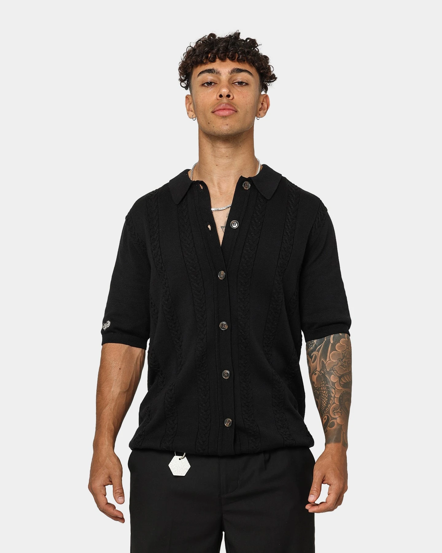 404 Cable Knit Button Up Black 6 404 Cable Knit Button Up Black - Image 5