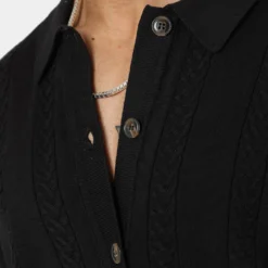 404 Cable Knit Button Up Black 19 404 Cable Knit Button Up Black -Nuvora Fit Sales 02038549 YB001 mens 090