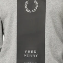 Fred Perry Block Print Crewneck Steel Marle -Nuvora Fit Sales 02038745 YS4171 mens 0030