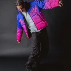 Loiter Cyber Gradient Puffer Jacket Pink/Purple