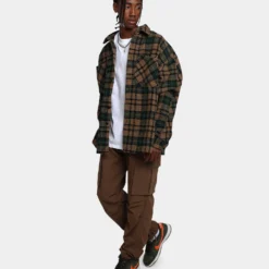 MNML Loose Woven Flannel Shirt Green/Black -Nuvora Fit Sales 02039181 YG604 mens 0020