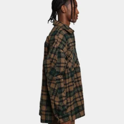 MNML Loose Woven Flannel Shirt Green/Black -Nuvora Fit Sales 02039181 YG604 mens 0050