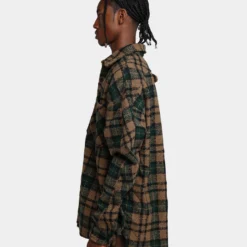 MNML Loose Woven Flannel Shirt Green/Black -Nuvora Fit Sales 02039181 YG604 mens 0060