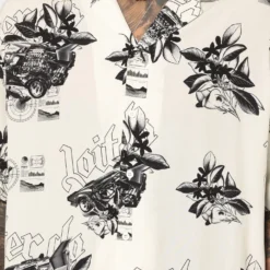 Loiter Motorsport Ultra Button Up Shirt Off White -Nuvora Fit Sales 02039360 YO007 mens 030