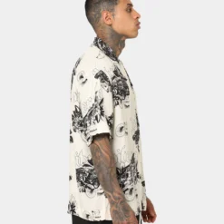 Loiter Motorsport Ultra Button Up Shirt Off White -Nuvora Fit Sales 02039360 YO007 mens 050