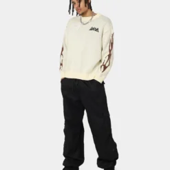 Loiter Void Knit Sweater Off White -Nuvora Fit Sales 02039718 YO007 mens 0030