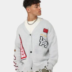 Lifted Anchors "Honors" Cardigan Light Grey