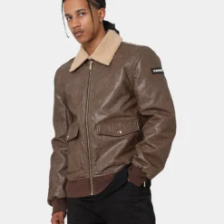 Carré Aviateur Leather Bomber Jacket Stone/Black