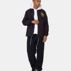 New Era San Diego Padres Heritage Coach Jacket Black -Nuvora Fit Sales 02039930 YB001 mens 030