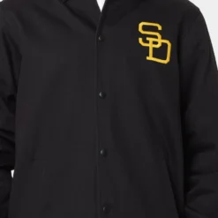 New Era San Diego Padres Heritage Coach Jacket Black -Nuvora Fit Sales 02039930 YB001 mens 040