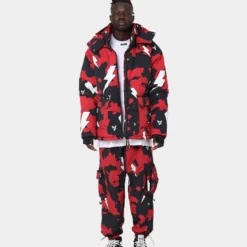 The Anti Order Storm Camo Puffer Jacket Black/Red/White -Nuvora Fit Sales 02040074 YB057 mens 0110