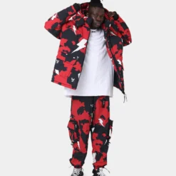 The Anti Order Storm Camo Puffer Jacket Black/Red/White -Nuvora Fit Sales 02040074 YB057 mens 020