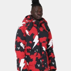 The Anti Order Storm Camo Puffer Jacket Black/Red/White -Nuvora Fit Sales 02040074 YB057 mens 050