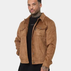 Saint Morta Faux Suede Trucker Jacket Tan