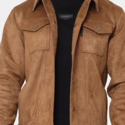 Saint Morta Faux Suede Trucker Jacket Tan -Nuvora Fit Sales 02040094 YT001 mens 030