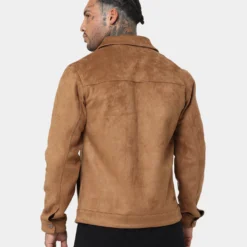 Saint Morta Faux Suede Trucker Jacket Tan -Nuvora Fit Sales 02040094 YT001 mens 040