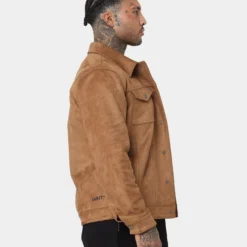 Saint Morta Faux Suede Trucker Jacket Tan -Nuvora Fit Sales 02040094 YT001 mens 050