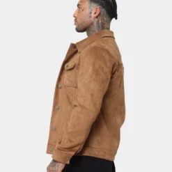 Saint Morta Faux Suede Trucker Jacket Tan -Nuvora Fit Sales 02040094 YT001 mens 060