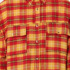 MNML Relaxed Cargo Flannel Shirt Yellow/Red -Nuvora Fit Sales 02040119 YY034 mens 0030