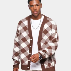 XXIII Noah Gingham Cardigan Brown/White