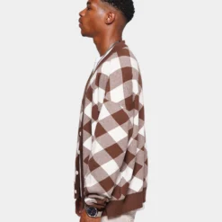 XXIII Noah Gingham Cardigan Brown/White -Nuvora Fit Sales 02040142 YX325 mens 0060
