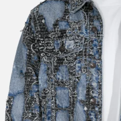 MNML Boro Paisley Trucker Jacket Blue/Black -Nuvora Fit Sales 02040215 YX014 mens 0050 fb702162 9c5e 43b8 bc57 3e91e08c136e