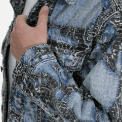 MNML Boro Paisley Trucker Jacket Blue/Black -Nuvora Fit Sales 02040215 YX014 mens 0060 cce0d579 e567 4073 84e2 4d0749dbbc2a