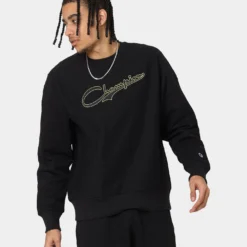 Champion Reverse Weave Collegiate Padded Crewneck Black/Gold