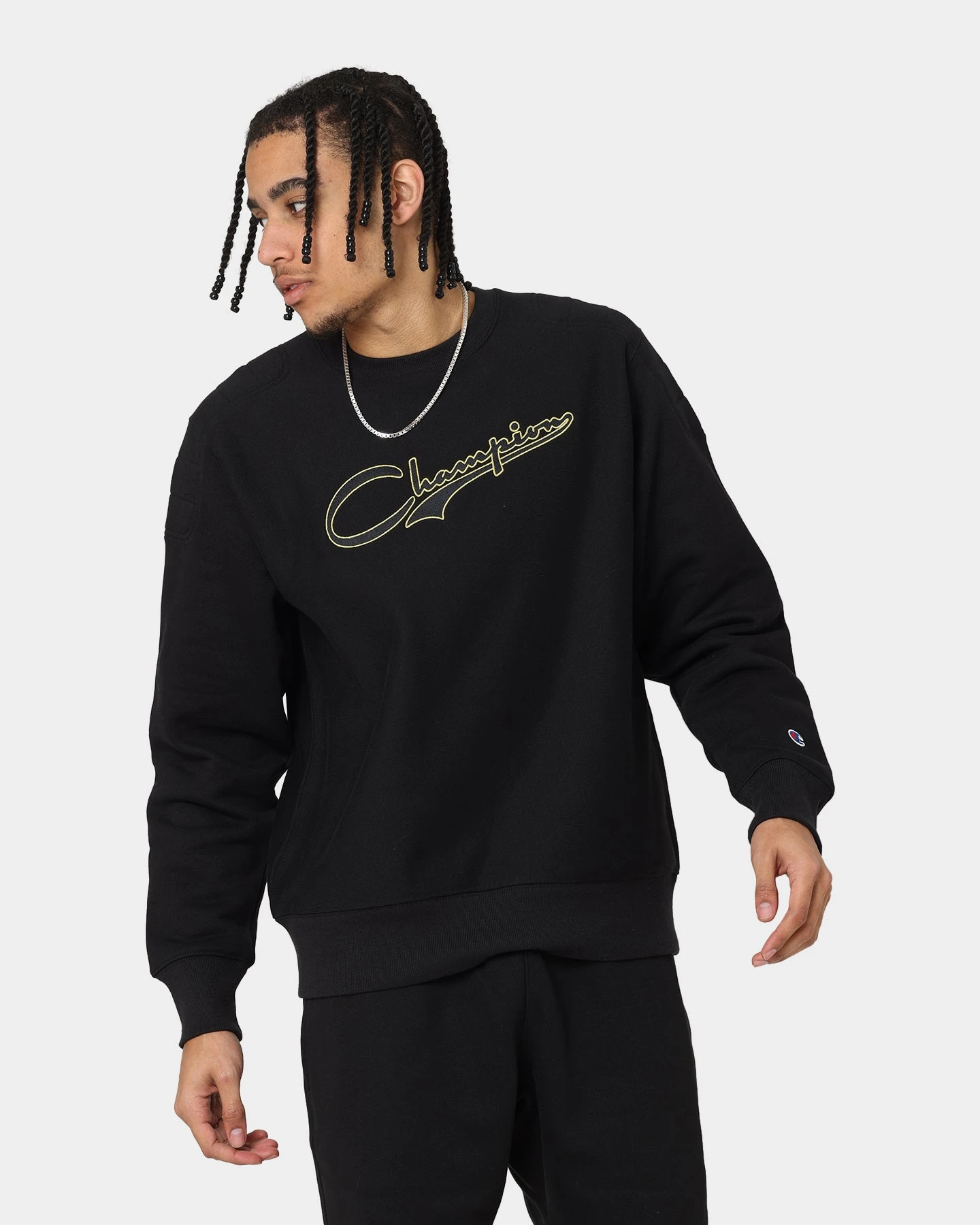 Champion Reverse Weave Collegiate Padded Crewneck Black/Gold 3 Champion Reverse Weave Collegiate Padded Crewneck Black/Gold