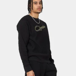 Champion Reverse Weave Collegiate Padded Crewneck Black/Gold 15 Champion Reverse Weave Collegiate Padded Crewneck Black/Gold -Nuvora Fit Sales 02040278 YB003 mens 0050
