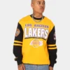 Mitchell & Ness Los Angeles Lakers All Over Print Crewneck 2.0 Light Gold -Nuvora Fit Sales 02040332 YL589 mens 0010