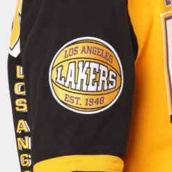 Mitchell & Ness Los Angeles Lakers All Over Print Crewneck 2.0 Light Gold -Nuvora Fit Sales 02040332 YL589 mens 0090