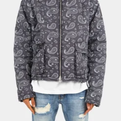 MNML Paisley Cropped Puffer Jacket Black -Nuvora Fit Sales 02040854 YB001 mens 0020