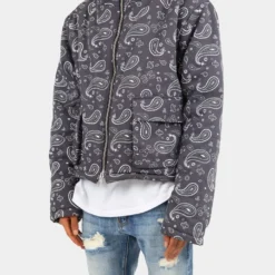 MNML Paisley Cropped Puffer Jacket Black -Nuvora Fit Sales 02040854 YB001 mens 0030