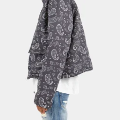 MNML Paisley Cropped Puffer Jacket Black -Nuvora Fit Sales 02040854 YB001 mens 0040