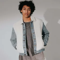 MNML Sherpa Body Trucker Jacket Blue/White