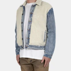 MNML Sherpa Body Trucker Jacket Blue/White -Nuvora Fit Sales 02040856 YX095 mens 0040