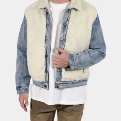 MNML Sherpa Body Trucker Jacket Blue/White -Nuvora Fit Sales 02040856 YX095 mens 0070