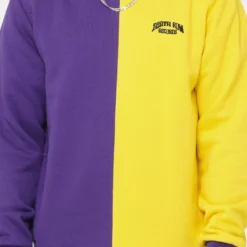Deathrow Records Half Half Crewneck Purple/Yellow 11 Deathrow Records Half Half Crewneck Purple/Yellow -Nuvora Fit Sales 02041139 YP243 mens 0030