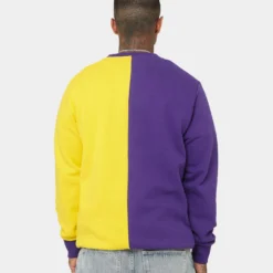 Deathrow Records Half Half Crewneck Purple/Yellow 12 Deathrow Records Half Half Crewneck Purple/Yellow -Nuvora Fit Sales 02041139 YP243 mens 0040