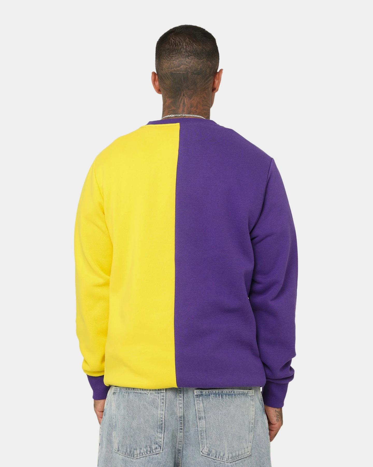 Deathrow Records Half Half Crewneck Purple/Yellow 6 Deathrow Records Half Half Crewneck Purple/Yellow - Image 4