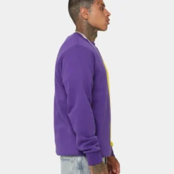 Deathrow Records Half Half Crewneck Purple/Yellow 13 Deathrow Records Half Half Crewneck Purple/Yellow -Nuvora Fit Sales 02041139 YP243 mens 0050