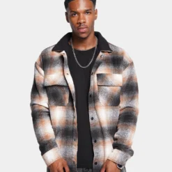XXIII Sherpa Flannel Jacket Tan/Black