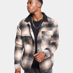 XXIII Sherpa Flannel Jacket Tan/Black -Nuvora Fit Sales 02041442 YT002 mens 0030