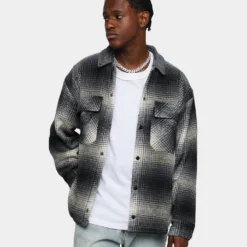MNML Sherpa Lined Flannel Shirt Grey