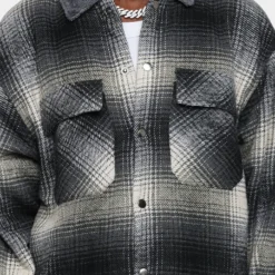 MNML Sherpa Lined Flannel Shirt Grey -Nuvora Fit Sales 02041621 YQ001 mens 0030