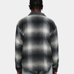 MNML Sherpa Lined Flannel Shirt Grey -Nuvora Fit Sales 02041621 YQ001 mens 0040