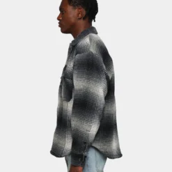 MNML Sherpa Lined Flannel Shirt Grey -Nuvora Fit Sales 02041621 YQ001 mens 0060