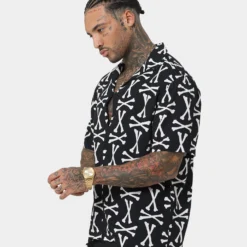 Saint Morta Boneyard Short Sleeve Shirt Black/White -Nuvora Fit Sales 02041868 YB012 mens 060