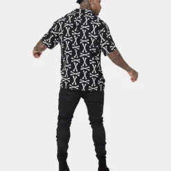Saint Morta Boneyard Short Sleeve Shirt Black/White -Nuvora Fit Sales 02041868 YB012 mens 070